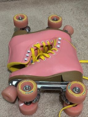 Impala Pink Quas Skate with Yellow Laces